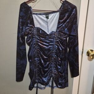 Floral Ruched Velvet Dress